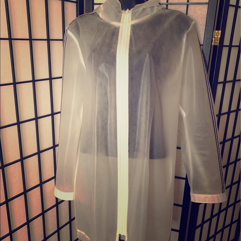 Zara Translucent Rain Coat w/ Racing Stripe